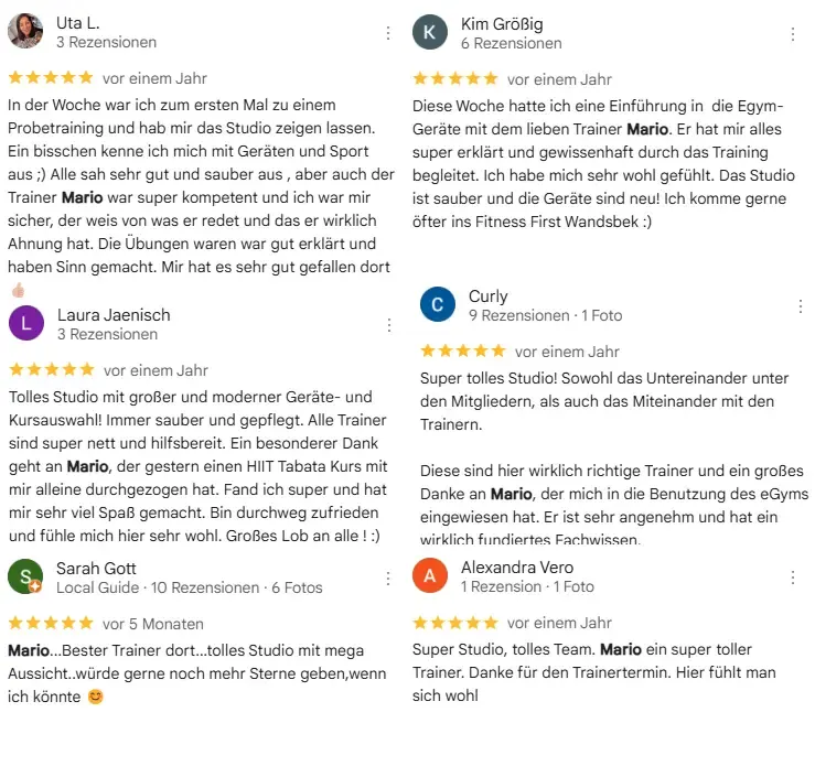 Google-Bewertungen zum Studio
